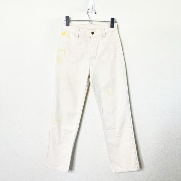 Lykke Wullf Perfected Ranch Pant Cream Canvas Paint Splatter Womens Size 4 - Picture 2 of 10